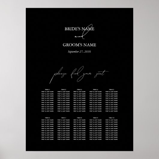 Zwart wit Script bruiloft zitgrafiek Poster (Voorkant)