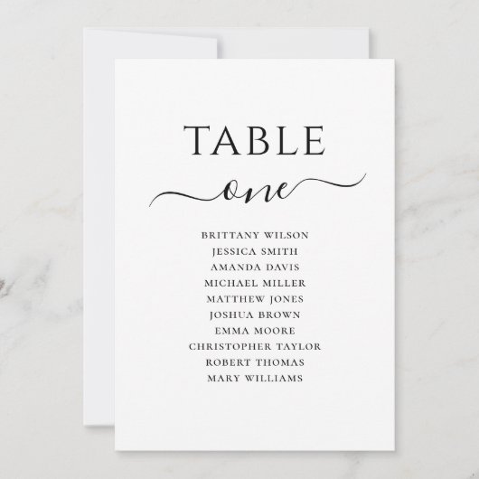 Zwart-wit script bruiloft zitgrafiek uitnodigen kaart (Voorkant)