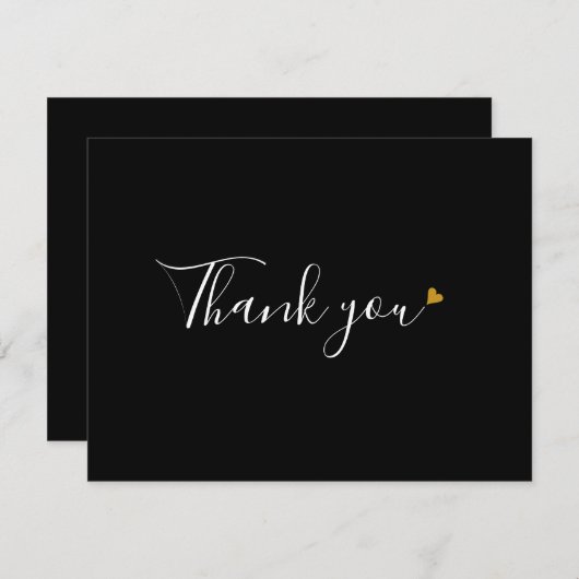 Zwart-wit Script Business-bedankkaart Bedankkaart (Voorkant / Achterkant)