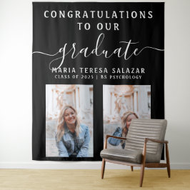 Zwart Wit Script Calligrafie 2 Foto Afstuderen Wandkleed