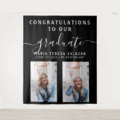 Zwart Wit Script Calligrafie 2 Foto Afstuderen Wandkleed (Voorkant)