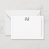 Zwart Wit Script Calligrafie Naam Monogram Notitiekaartje (Voorkant)