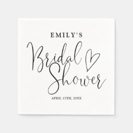 Zwart-Wit Script Calligraphy Bruidsfeest Servet