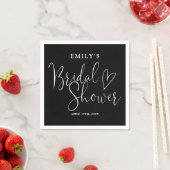 Zwart-Wit Script Calligraphy Bruidsfeest Servet (Insitu)