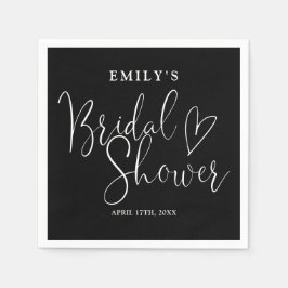 Zwart-Wit Script Calligraphy Bruidsfeest Servet