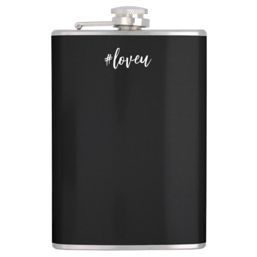 Zwart-wit script chic heupfles (Voorkant)