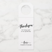 Zwart-wit script Dank je gedicht huwelijk Flessenhanger (Voorkant)