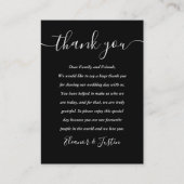Zwart Wit Script Dankjewel Huwelijk Plaatskaartje (Voorkant)