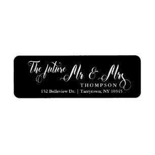 Zwart-wit script De toekomst Mr en Mrs Etiket