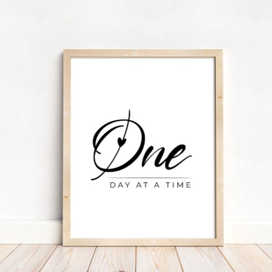 Zwart-wit script één dag voor één soberheid poster