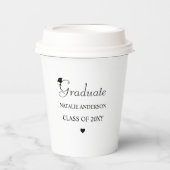 Zwart-wit Script Elegant Afstuderen Afstuderen Papieren Bekers (Voorkant)