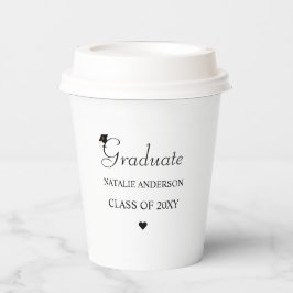 Zwart-wit Script Elegant Afstuderen Afstuderen Papieren Bekers