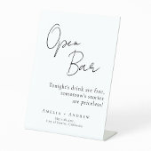 Zwart Wit Script Elegant Bruiloft Open Bar Reclamebord Met Voetstuk