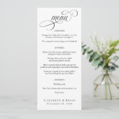 Zwart Wit Script Elegant Huwelijk Menu (Staand voorkant)