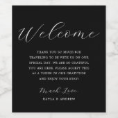 Zwart-wit Script Elegant Modern Trouwen Wijn Etiket (Enkel label)