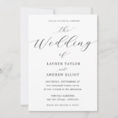 Zwart-wit Script Elegante moderne bruiloft Kaart (Voorkant)