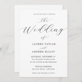 Zwart-wit Script Elegante moderne bruiloft Kaart (Voorkant / Achterkant)