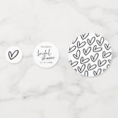 Zwart-wit script en harten Vrijgezellenfeest Confetti (Voorkanten)