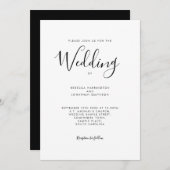 Zwart Wit Script Font Wedding Kaart (Voorkant / Achterkant)