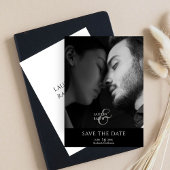 Zwart & Wit Script Foto Bruiloft Save The Date Feestdagenkaart
