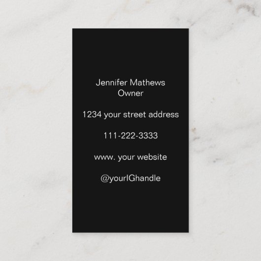 Zwart Wit Script Foto Make-up Visitekaartje (Achterkant)