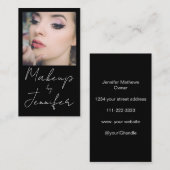 Zwart Wit Script Foto Make-up Visitekaartje (Voorkant / Achterkant)