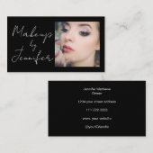 Zwart Wit Script Foto Make-up Visitekaartje (Voorkant / Achterkant)