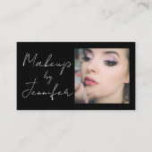 Zwart Wit Script Foto Make-up Visitekaartje (Voorkant)