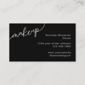 Zwart Wit Script Foto Make-up Visitekaartje (Achterkant)