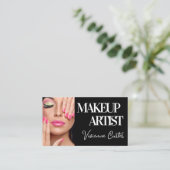 Zwart Wit Script Foto Make-up Visitekaartje (Staand voorkant)