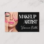 Zwart Wit Script Foto Make-up Visitekaartje (Voorkant)