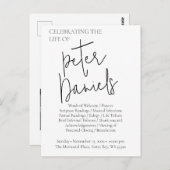 Zwart & Wit Script Foto Rouwkaart Briefkaart (Voorkant / Achterkant)