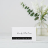 Zwart & Wit Script Fotografie Visitekaartje (Staand voorkant)