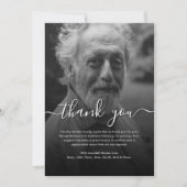 Zwart & Wit Script Funeral/Begrafenis Dankjewelkaa Kaart (Voorkant)