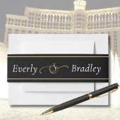 Zwart Wit Script Gold Border Ampersand Wedding Uitnodigingen Wikkel