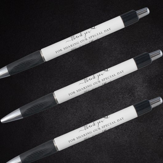 Zwart wit script hart bruiloft dank u pen