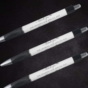 Zwart wit script hart bruiloft dank u pen