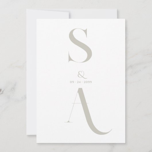 Zwart & Wit Script Hedendaagse Monogram bruiloft Kaart (Achterkant)