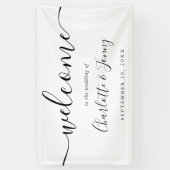 Zwart-wit script huwelijks-welkomstbord spandoek (Verticaal)