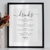 Zwart-wit script huwelijksdrankjes bar menu poster