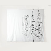 Zwart-wit script huwelijksfotocabine-accessoire wandkleed (Voorkant (horizontaal))
