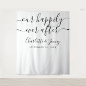 Zwart-wit script huwelijksfotocabine-accessoire wandkleed (Voorkant)