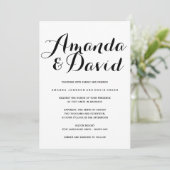 Zwart-wit script huwelijksuitnodigingen kaart (Staand voorkant)