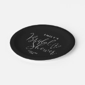 Zwart-wit script kalligrafie bruidsdouche papieren bordje (Gekanteld)