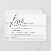 Zwart wit script kalligrafie voedsel RSVP bruiloft (Voorkant)