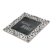 Zwart wit script karton tegeltje (Zijkant)