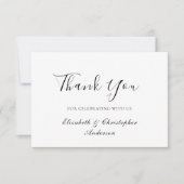Zwart wit script legant Weddenschap Hartelijk dank Bedankkaart (Voorkant)