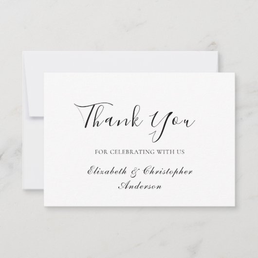 Zwart wit script legant Weddenschap Hartelijk dank Bedankkaart (Voorkant)