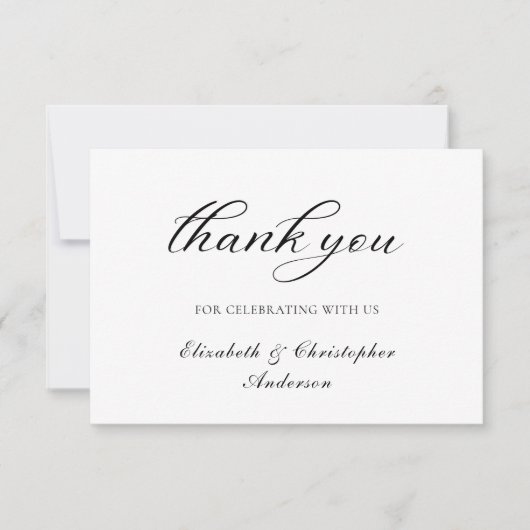 Zwart wit script legant Weddenschap Hartelijk dank Bedankkaart (Voorkant)