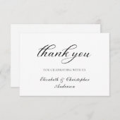 Zwart wit script legant Weddenschap Hartelijk dank Bedankkaart (Voorkant / Achterkant)